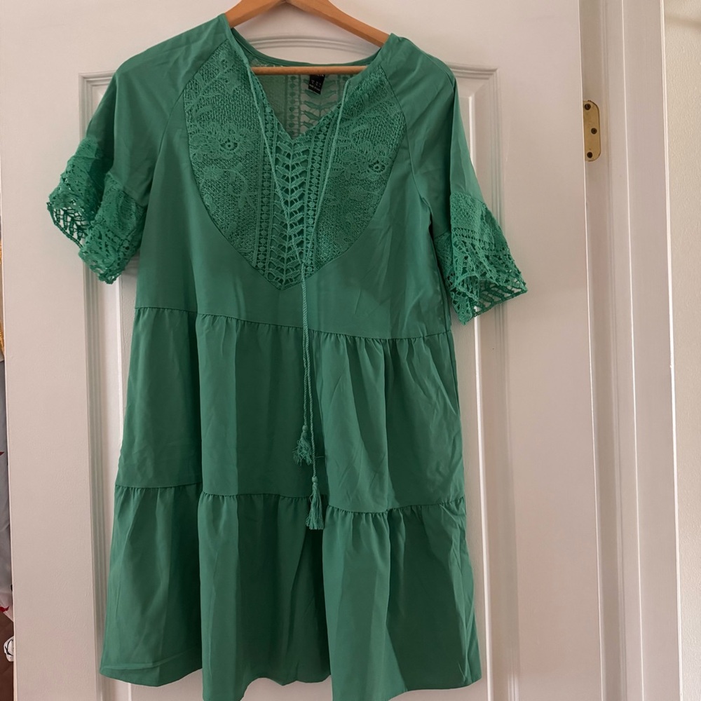 SHEIN Green Lace Detail Dress